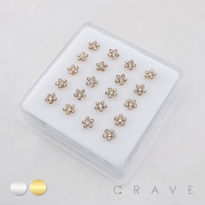 MULTI CZ FLOWER PIN 316L SURGICAL STEEL NOSE RING BOX